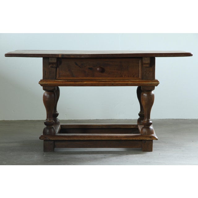 Brown Antique Baroque Nordic Provincial Oak Table, 1800s For Sale - Image 8 of 18