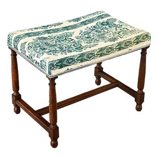 French 19th Century Oak & Upholstered Bench For Sale