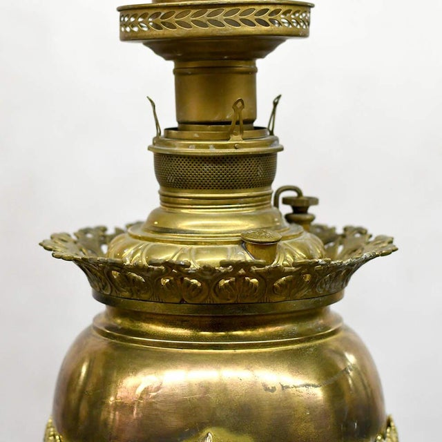 Late 19th Century Victorian Converted Banquet Oil Lamp With Lion Motifs by the Meteor Lamp Company For Sale - Image 5 of 11