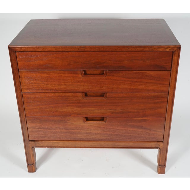 Newly restored Chic Mid Century lowboy dresser by Mt. Airy as part of the Janus Collection series, circa 1960's. This...