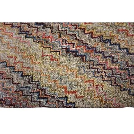 Brown Sublime Brown Color With Great Symmetrical Desing Antique American Hooked Rug For Sale - Image 8 of 11