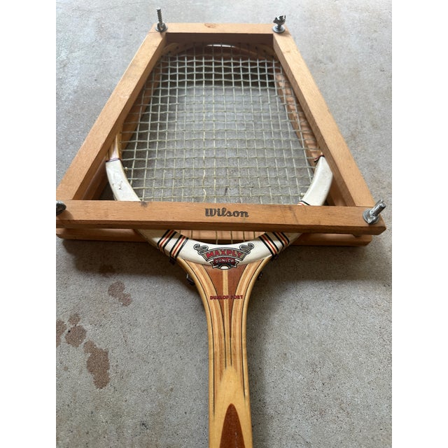 Wood Collection of Vintage Miscellaneous Wooden Tennis Rackets With Guards For Sale - Image 7 of 10