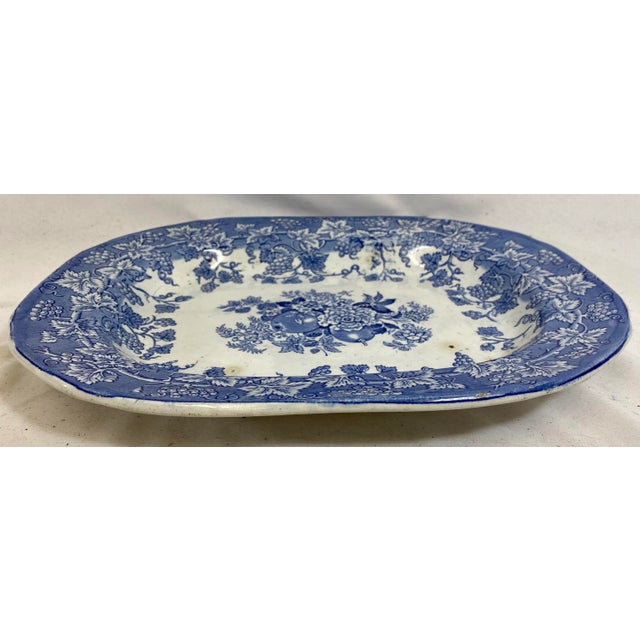 Antique John Lythgoe Vine & Flowers Pattern Serving Platter From England - Circa 1850’s For Sale In Dallas - Image 6 of 13
