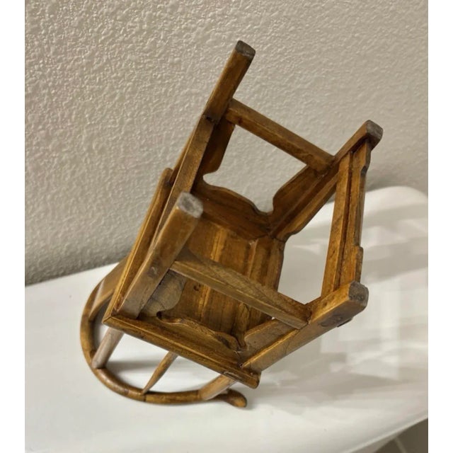 1970s Minature Asian Teak Wood Chair (8.5” High) in a Lotus Blossom Style For Sale - Image 5 of 6