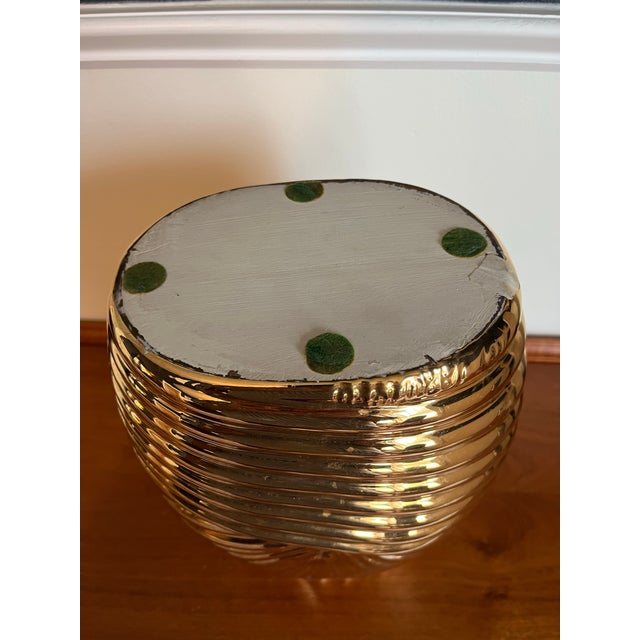 Vintage Jaru Metallic Gold Sculptural Swirl Vase, Hollywood Regency Ceramic Art For Sale - Image 10 of 10