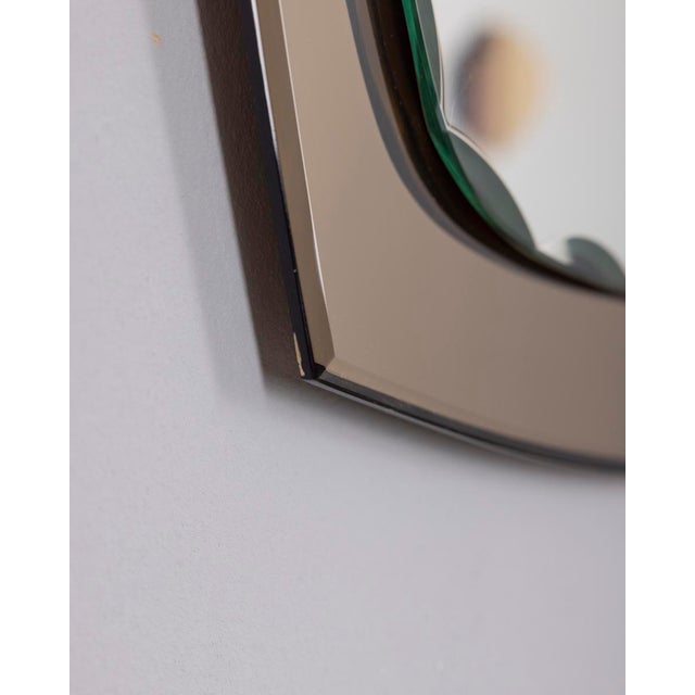 Blue Vintage Italian Smoked Glass Wall Mirror with Spotlights, 1960s For Sale - Image 8 of 10