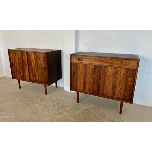 Vintage Danish Mid-Century Matching Rosewood Sideboards 1960s Crafted in Denmark in the 1960s, two stunning rosewood...