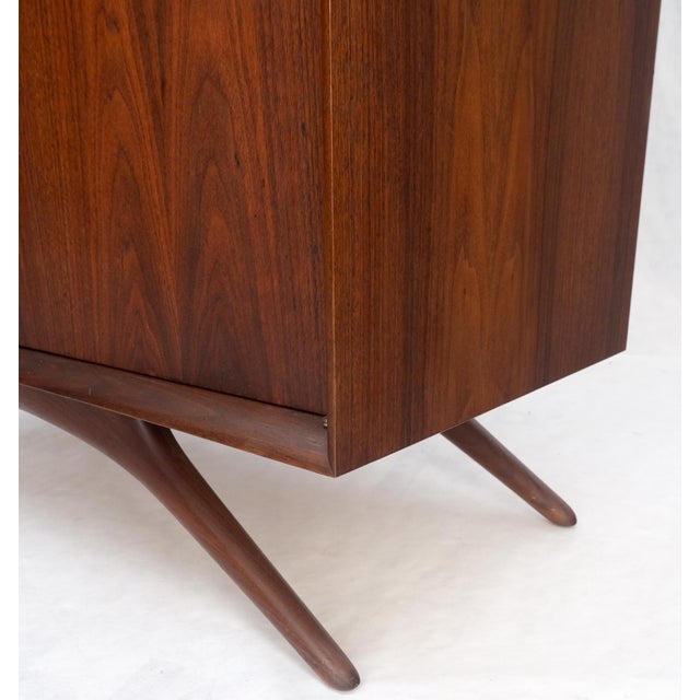 Mid-Century Modern Vladimir Kagan Walnut Dresser Two Door Cabinet Chifforobe on Slayed Legs For Sale - Image 3 of 12