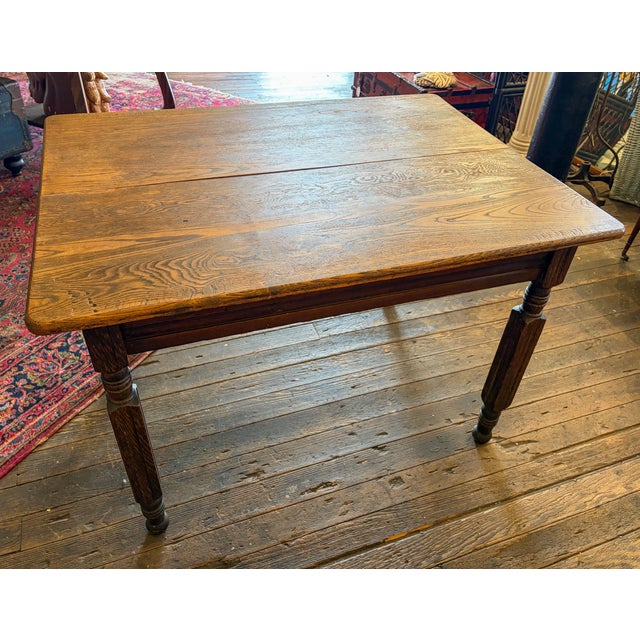 Antique oak dining table, small, perfect in a kitchen or small breakfast nook/dining room Beautiful dark oak grain, turned...
