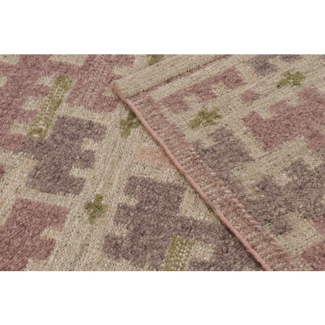 Salmon Contemporary Scandinavian Style Geometric Wool Rug, by Rug & Kilim, India For Sale - Image 8 of 10