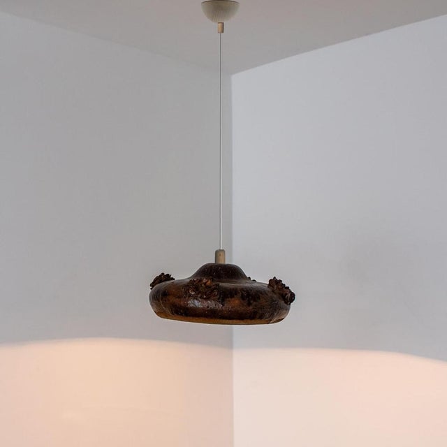 Black and Brown Ceramic Pendant Light, Denmark, 1970s For Sale - Image 3 of 15