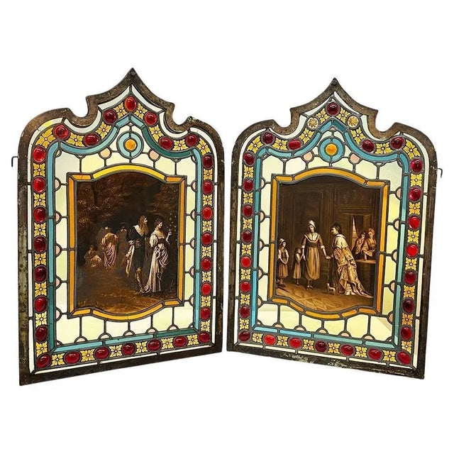 19th Century Window Panels in Stained Glass, Set of 2 For Sale - Image 13 of 13