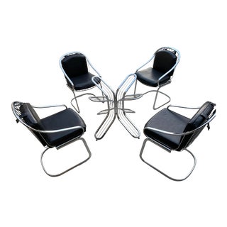 Gastone Rinaldi 1970s Cantilever Chrome Dining Chairs & Table Set For Sale