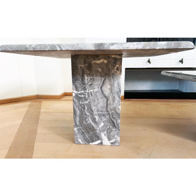 Postmodern Italian Vintage Grey and Cream Marble Nesting Tables-- Set of 3 For Sale - Image 4 of 14