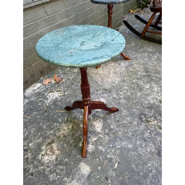 Vintage Bombay Company Green Marble Plant Stand For Sale - Image 4 of 9