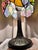 Vintage Tiffany Style Floral Stained Glass Accent Table Lamp With Tree Trunk Base For Sale - Image 10 of 10
