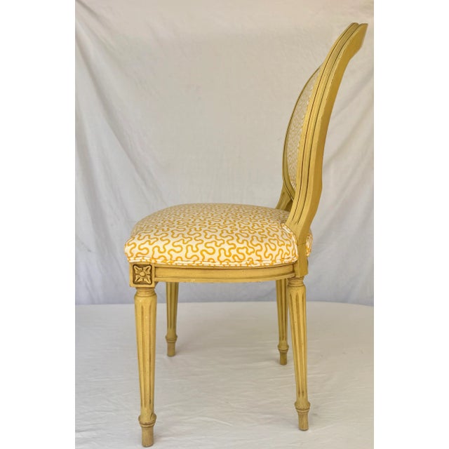 Late 20th Century Late 20th Century Louis XVI Style Yellow Upholstered Side Chair For Sale - Image 5 of 10