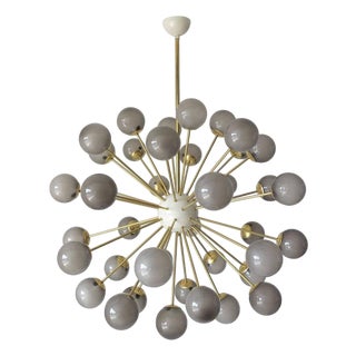 21st Century Nova Polished Brass Glossy Gray Murano Sputnik Chandelier by Fabio LTD For Sale