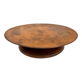 Antique Burl Wood Lazy Susan / Turntable – 13” Diameter For Sale