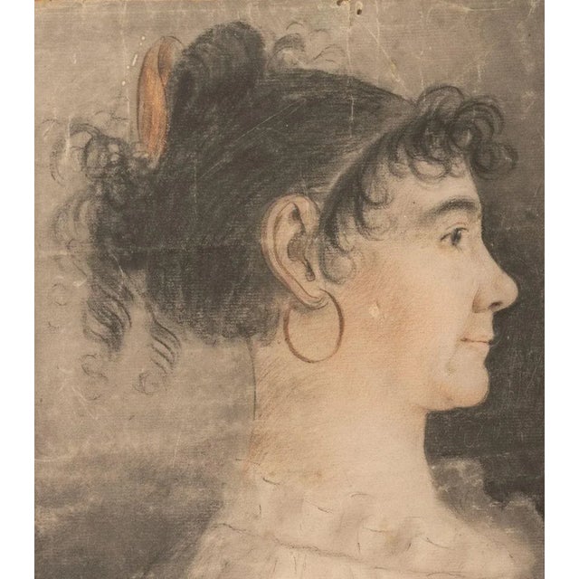 English English School Portrait of a Woman Charcoal For Sale - Image 3 of 5