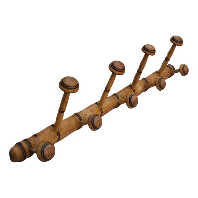 Wall-Mounted Coat Rack in Bamboo, 1930s For Sale