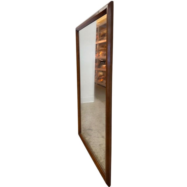 1960s Vintage Mid-Century Modern Wood Frame Wall Mirror For Sale - Image 5 of 8