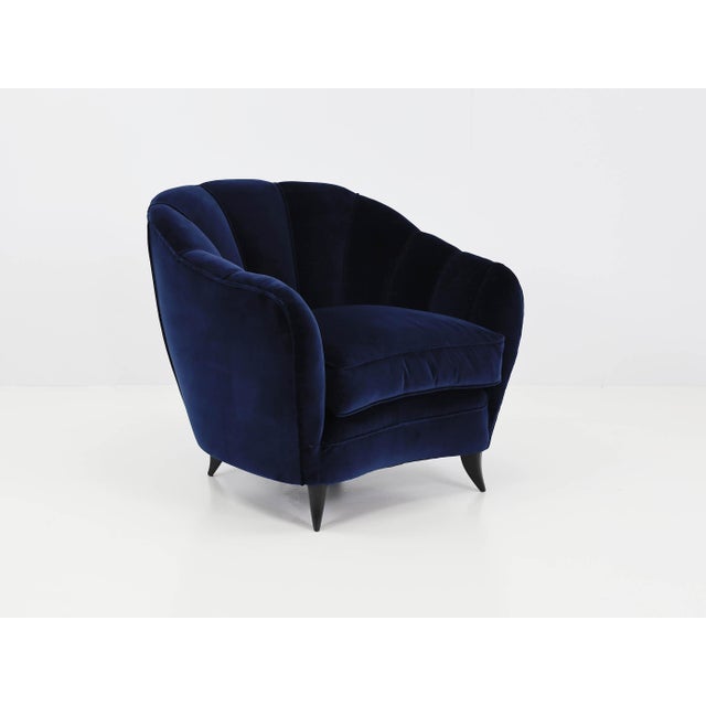 Mod. Shell Chairs in Deep Blue Velvet by Gio Ponti for Case E Giardini, Italy, 1950, Set of 2 For Sale - Image 8 of 16