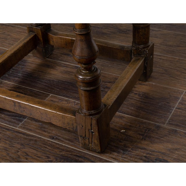 English 19th Century Walnut Side Table with Drawer and Turned Baluster Legs For Sale - Image 4 of 12