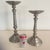 Fabulous set of two substantial candle holders made by Eddie Bauer. Brass base with silver pewter finish. 17”H x 6”W x 7”...