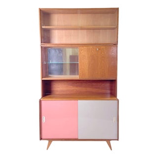 Vintage U-452 Cabinet with Display Case and Bar by Jiri Jiroutek, 1960s For Sale