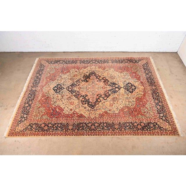 Vintage Hand-Knotted Persian Tabriz Room Size Wool Area Rug For Sale - Image 9 of 9