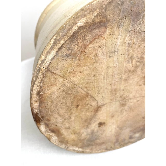 Antique Early American Salt-Glazed Cream & Cobalt Blue Large Stoneware Crock For Sale - Image 12 of 12