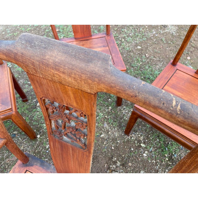 1930s Antique Chinese Ming Style Rosewood Chair Set of 8 Need Restoration For Sale - Image 5 of 12