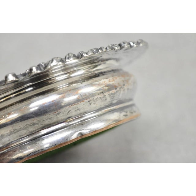 Antique English Victorian Silver Plated Floral Mahogany Bar Wine Bottle Coaster For Sale - Image 9 of 13