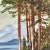This oil on canvas painting depicts a serene landscape featuring trees and an ice-covered mountain. It is beautifully...