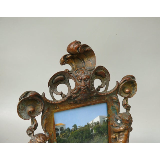 Neo-Baroque Picture Frame with Neptune, Putti and Shells, Bronze, Germany, 1890s For Sale - Image 4 of 18