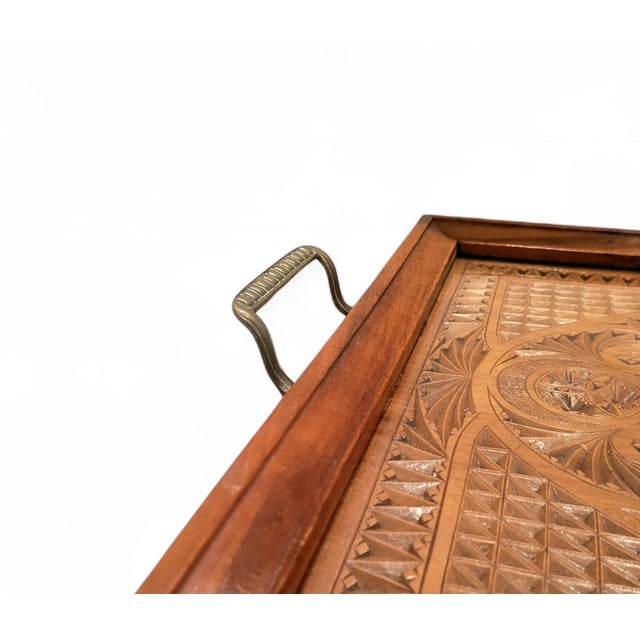 Victorian English Walnut Serving Tray, 1890s For Sale - Image 4 of 14