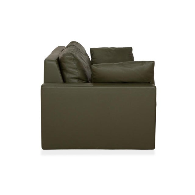Olive Green Leather Claro Two-Seater Sofa with Manual and Electric Function from FSM For Sale - Image 12 of 15