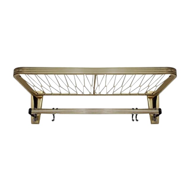 Gold-Colored Aluminum Wall Wardrobe with Adjustable Hooks For Sale