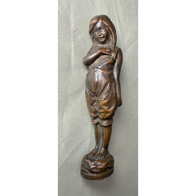 Antique 19th Century Figural Bronze Little Girl Child Wax Seal Statue Figure For Sale - Image 4 of 9