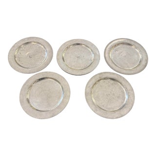 Antique Ergarte Porto Portuguese Pewter Plates, Set of Five For Sale
