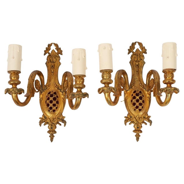 Antique French Gilt Bronze Ormolu Wall Lights, 1800s, Set of 2 For Sale - Image 10 of 10