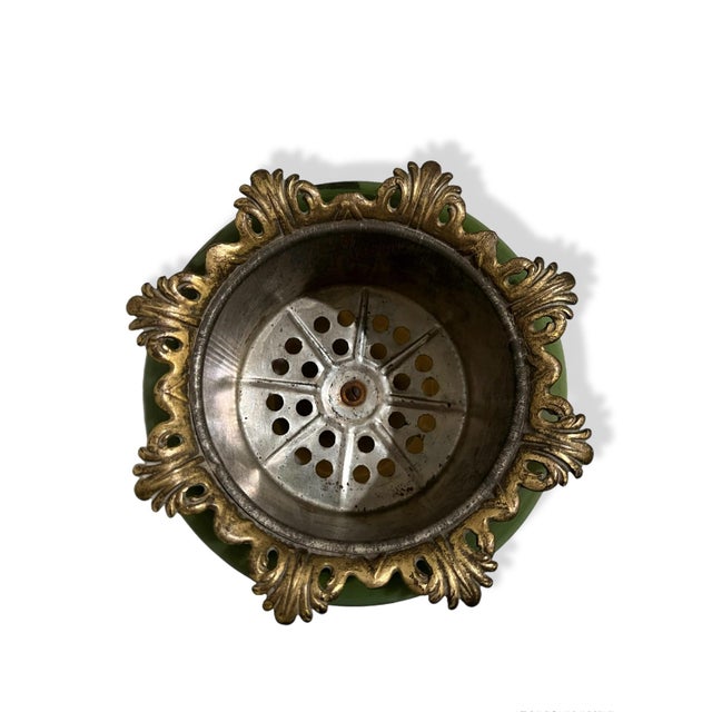 Vintage Victorian Hand Painted Ceramic and Brass Planter/Jardinere For Sale In Salt Lake City - Image 6 of 6