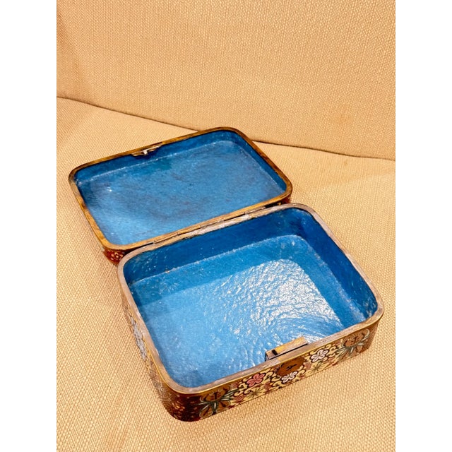 Rare Large Japanese Cloisonne Enamel Theatrical Mythical Mask Box Meiji For Sale - Image 12 of 13