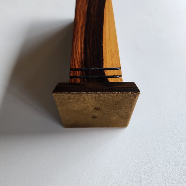 Late 20th Century Handmade Wood Vase, Tall Square Shape With Twine Trim For Sale In Houston - Image 6 of 7