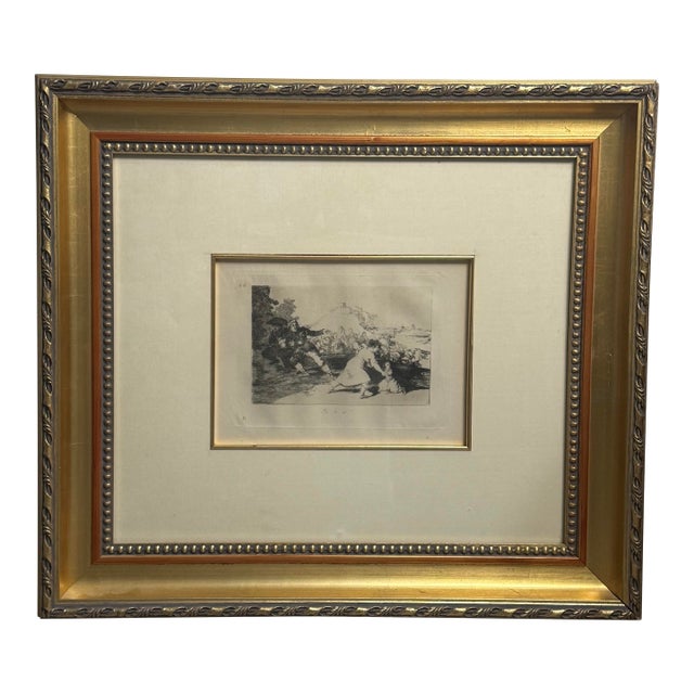 Francisco De Goya Etching Framed “Yo Lo Vi” (Plate 44, Los Desastres De La Guerra) — 20th-Century Restrike Etching Guerra For Sale