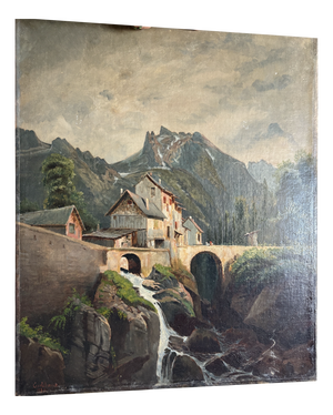 Emile Godchaux, Landscape with Houses, 1880, Oil on Canvas