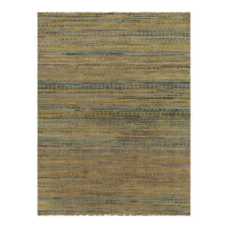 Rug & Kilim's Modern Rug in Steel Blue and Oxidized Gold Stripes For Sale