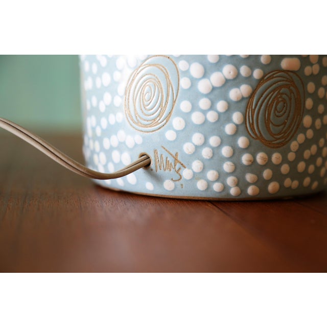 1960s Gordon and Jane Martz M208 Lamp for Marshall Studios Sky Blue With White Dots 27.5" For Sale - Image 9 of 10