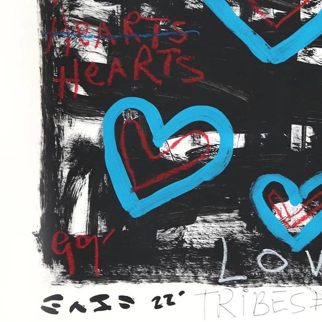 Black and Blue - Bold Abstract Love Heart Street Art Style Original Artwork by Gary John For Sale - Image 4 of 7